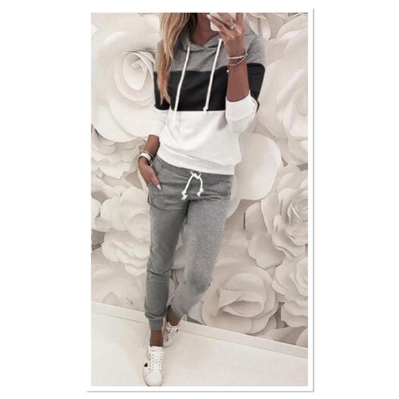 frankie&Lu Pants - Color block cotton sweatsuit top and bottom